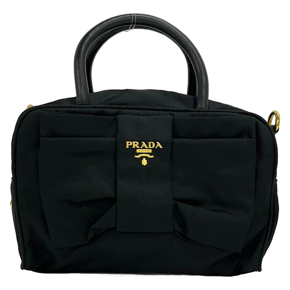 Prada Black Nylon Leather Handbag #341757P67B